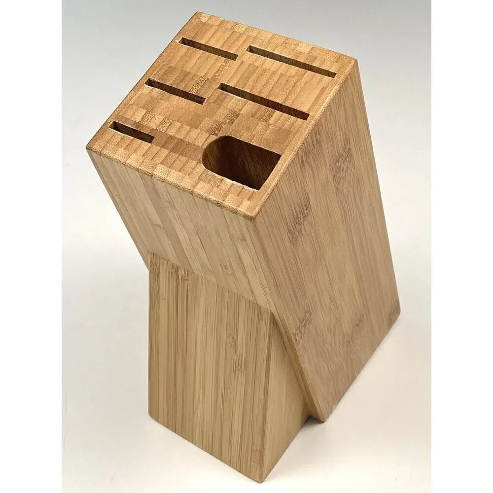 IKEA HYVLA 6-Slot Solid Bamboo Kitchen Knife Block Holder 302.938.98 22516 EUC